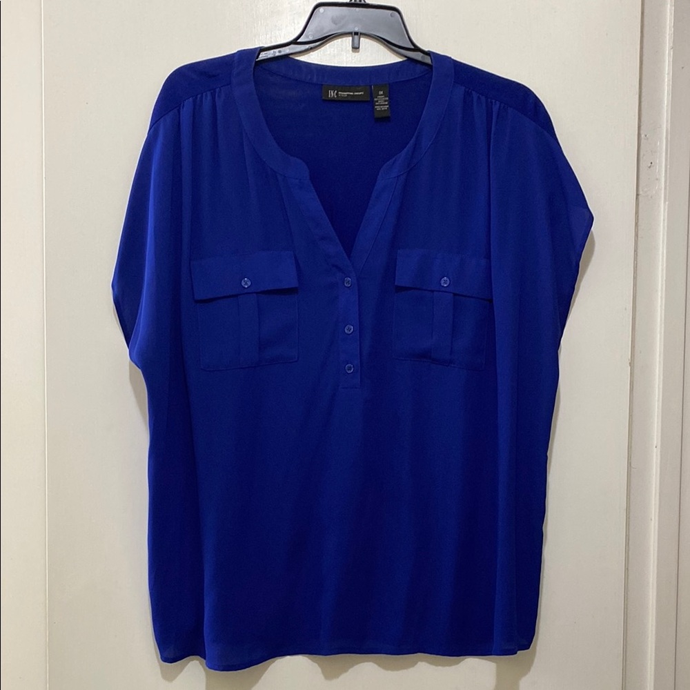 INC Royal Blue Cap Sleeve Blouse
